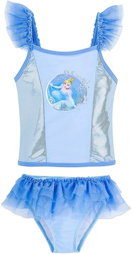 Disney Store Princess Cinderella 2 PC Swimsuit Girl Size 4 5/6 7/8 - Picture 1 of 2