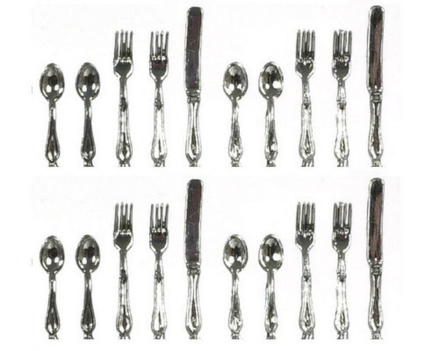 Dolls House Miniature 1:24 Scale Kitchen Set of Metal Utensils