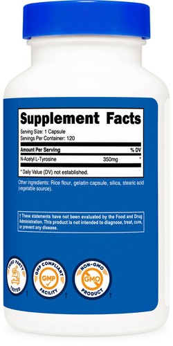 Nutricost N-Acetyl L-Tyrosine (NALT) 350mg, 120 Capsules - Gluten Free, Non-GMO - Picture 5 of 5