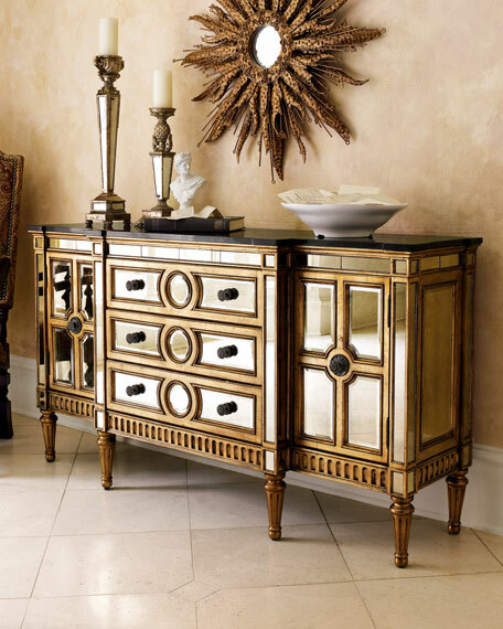 Bernhardt Continental Mirrored Brass Finished Dresser Horchow