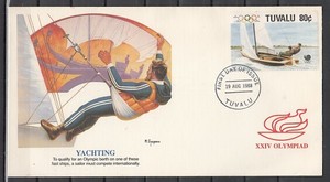 Tuvalu-Scott-cat-505-only-Yachting-value-from-set-First-day-cover