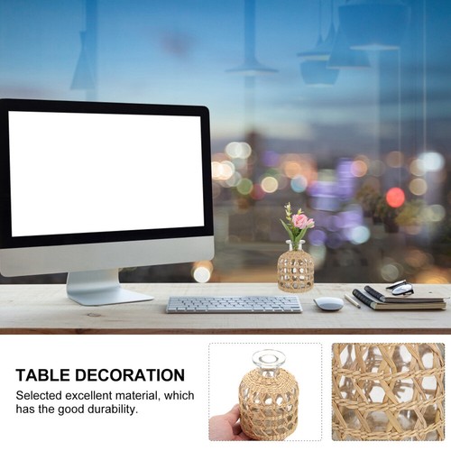Woven Incense Bottle Ornaments Miss Travel Flower Decor Crystal Vase Rattan - Picture 7 of 12