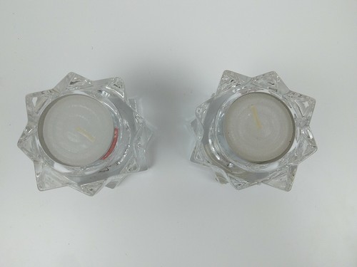 Vintage Mikasa Sparkling Star Kerzenständer 2er Set Kristallglas Neu - Bild 3 von 7