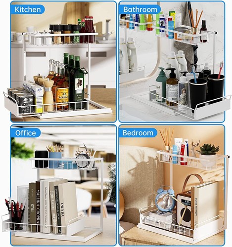 Under Sink Organizers and Storage, Painted Steel Under Cabinet Storage , White - Picture 4 of 7