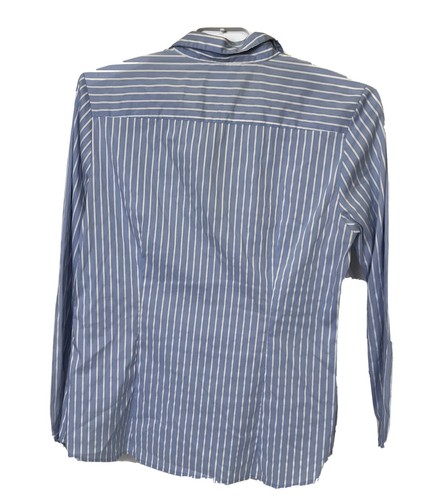 H&M Womans Blue & White Striped Cotton Blend Button Front Shirt Shirt Size 16 - Picture 2 of 8
