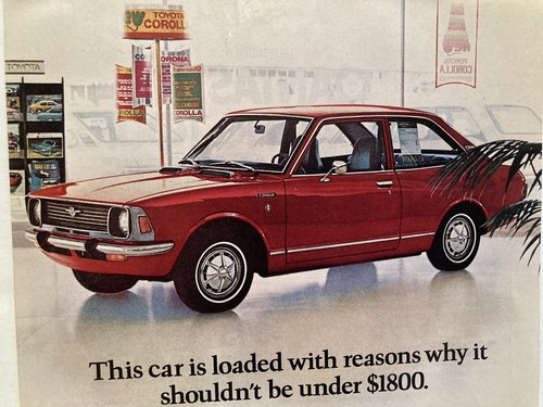 1971 Toyota Corolla Print Ad Red 2 Door - Imagen 2 de 2