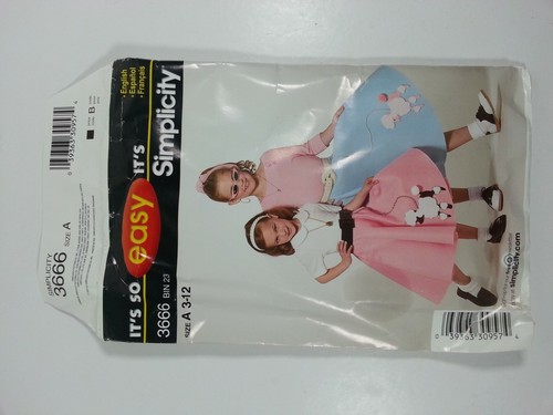Simplicity 3666 Child 50's Poodle Skirt Pattern Size 3-12 UNCUCT Circle Retro - Picture 4 of 4