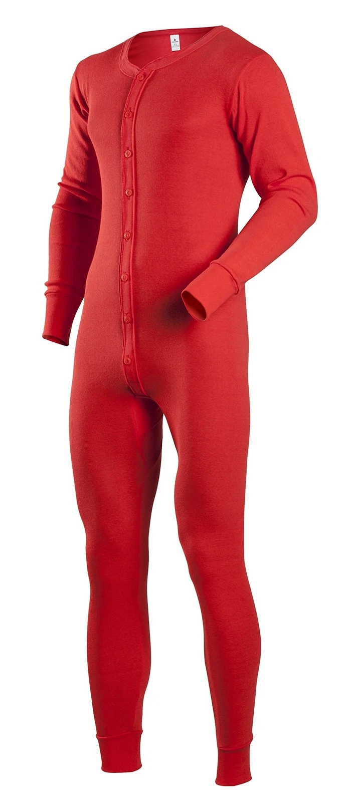 Indera Men's Tall Cotton 1 x 1 Rib Union Suit Medium Red