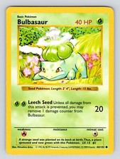 Pokémon TCG Bulbasaur Base Set 44/102 Regular Shadowless Common