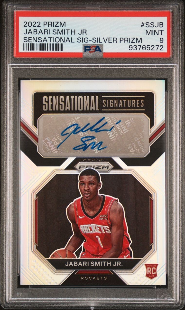 Jabari Smith Jr 2022-23 Panini Prizm Sensational Signatures Silver Auto PSA 9