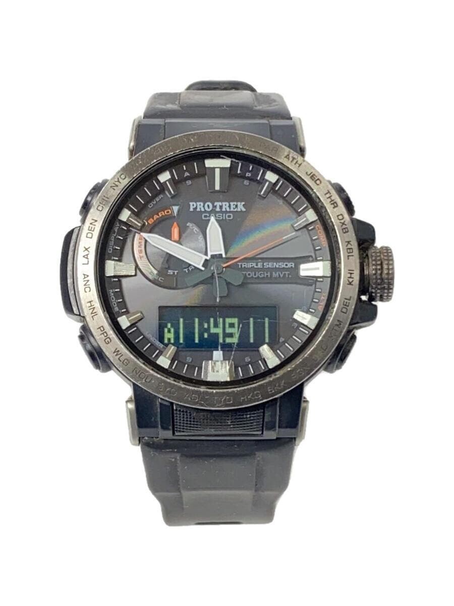 CASIO PROTREK PRW-60Y-1AJFソーラー電波時計 ブラック PRO TREK CASIO PRW-60Y-1A カシオ 腕時計 アナデジ ソーラー