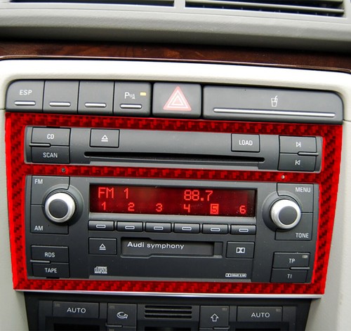 Air Conditioner Frame Panel Trim Cover Carbon Fiber For Audi A4 S4 2005-2006 Red - Picture 8 of 10