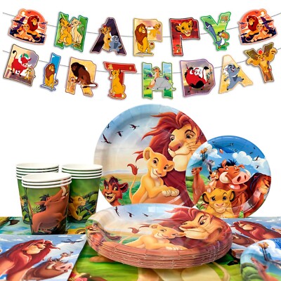 Simba King Lion Party Decorations Set Balloon Banner Tableware