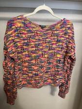 WILD FABLE Pink Multicolor Scoop Neck Knit Sweater Women  s Medium