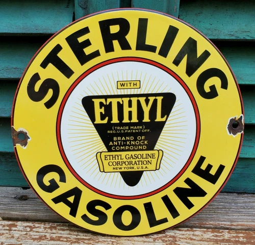 VINTAGE PORCELAIN STERLING ETHYL  GAS AND OIL SIGN