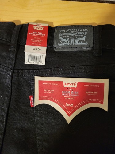NWT Levi’s Girls High Rise Ankle Straight Black Jeans Size 14 Stretch Straight - Picture 5 of 6