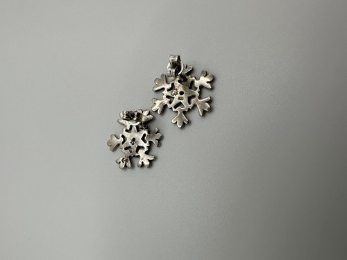 Pendientes copo de nieve vintage de plata de ley de 2 cm - Imagen 9 de 11