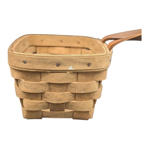 Longaberger kleiner rechteckiger Korb handgewebter Griff hängend Vintage 7x5x3,5 - Bild 5 von 7