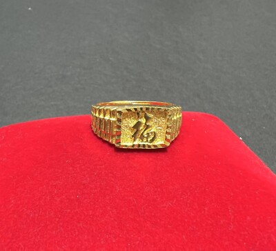 ukパンク　シークレット　金 24K Yellow Gold Square Lucky/Good Luck Chinese Character