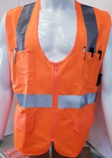 FX Class 2 High Vis Orange Safety Vest: Solid Front/ Mesh Back Small to 3-XL