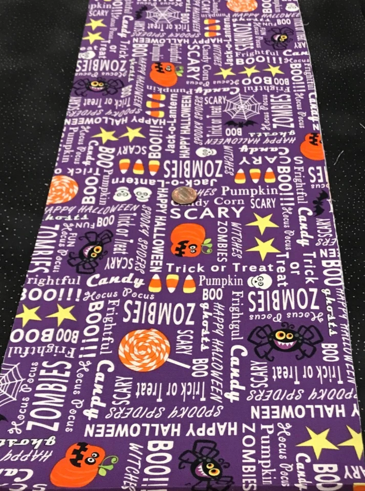 Halloween*Boo!!!*Caramelo* Arañas/Telas*Calabazas* Vidrio Henry* 100% Algodón* 8"x 21" Foto 3 de 4