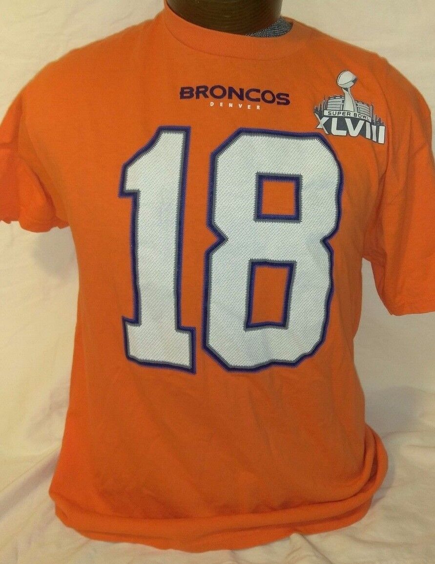 DENVER BRONCOS t shirt Large NFL football PEYTON MANNING 18