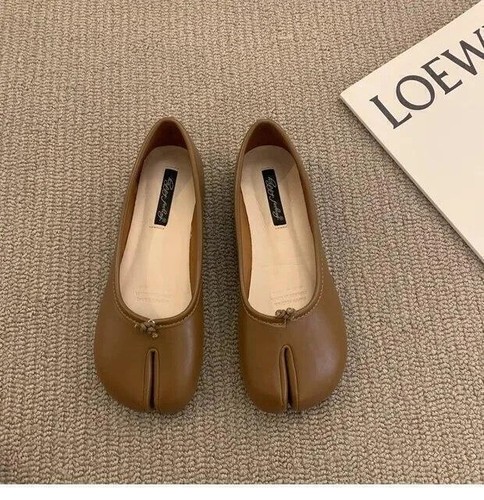 Modische Damen-Ballerinas Leder Schleife Tabi mittelhoher Absatz Damen Sommer neu - Bild 26 von 39