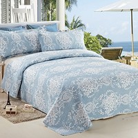 C.ctn 3pc Reversible&printed Bedspread/coverlet Set/quilt Set,queen Size,light B on sale C.ctn 3pc Reversible&printed Bedspread/coverlet Set/quilt Set,queen Size,light B on sale