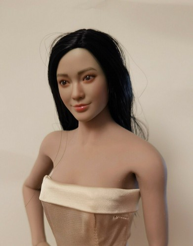 Figura de acción cuerpo de 12"" bronceado cabeza tallada cabeza de niña de cabello negro femenino 1/6 - Imagen 4 de 5