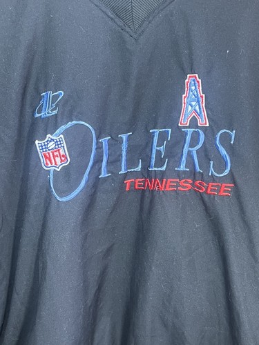Retro Houston Oilers NFL Vintage Black Windbreaker Jacket Size XXL Logo Athletic - Picture 2 of 8