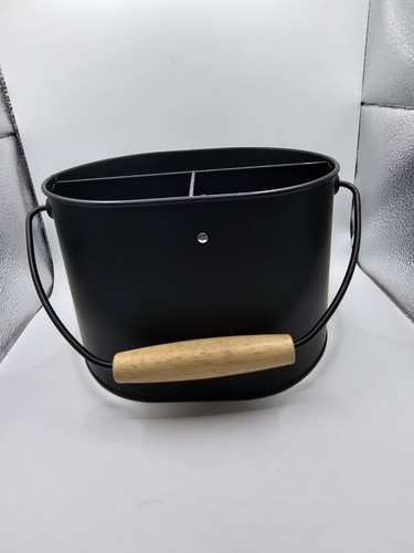 Black Metal Utensil Caddy Silverware Napkins Picnic Kitchen Organizer Farmhouse - Picture 5 of 9