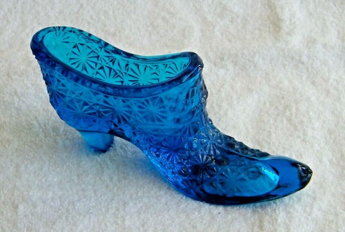 Vintage Meerblau Deko Sammlerstück Glas Schuh - Bild 1 von 5