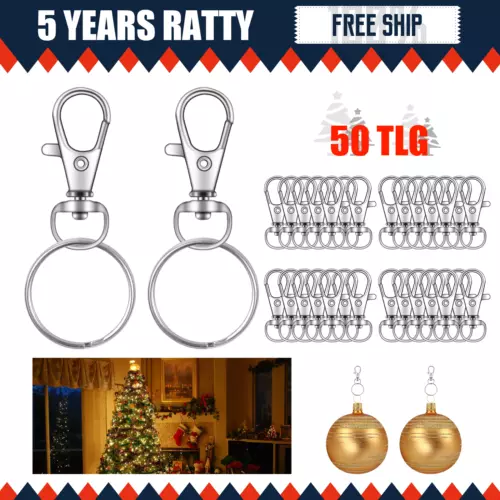 100x Schlüsselringe Karabinerhaken Klein Schlüsselanhänger Drehgelenk Key Rings - Bild 12 von 12