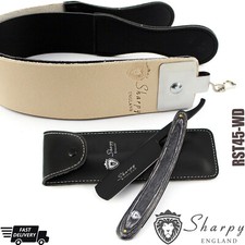 VINTAGE, BARBER SALON STRAIGHT CUT THROAT SHAVING RAZOR + LEATHER STROP BELT. 