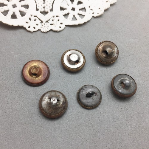 Antique Button Lot 6 Twinkle / Mirror Back Victorian 5/8" Brass All Different - Picture 3 of 4