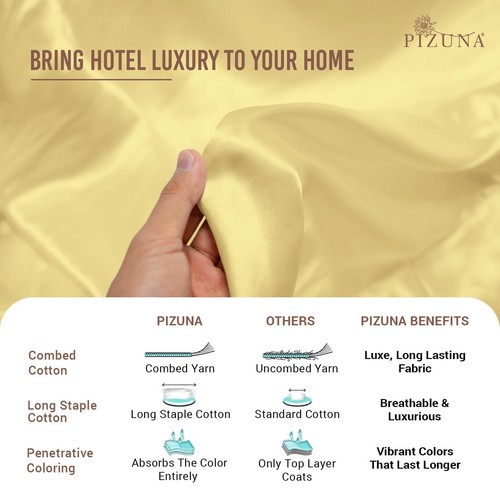 Pizuna Pure 100% Cotton Sheets Twin XL Size, Luxurious 400 Thread Count Long ... - Picture 6 of 7