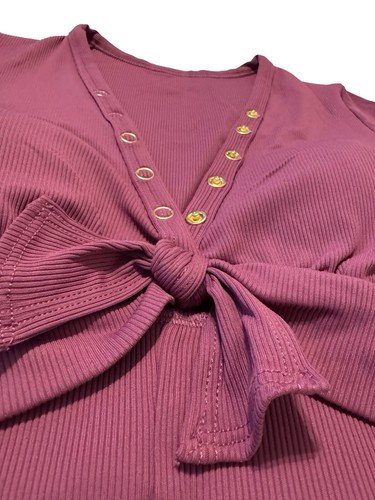 NUEVO CON ETIQUETAS Robin Piccone Amy Halter Top de Natación para Mujer L Rojo Rosa/Dorado Botones Broches de Nylon - Imagen 11 de 15