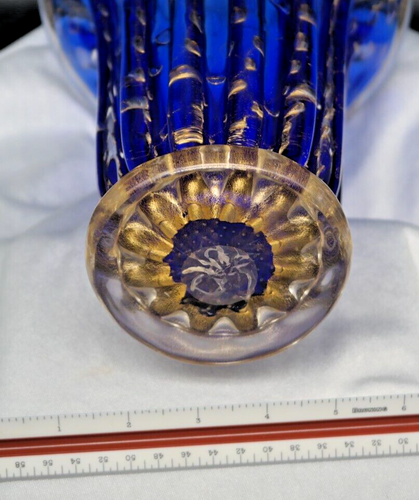 Gambaro & Poggi - Murano Italian Art Glass - Gold Infused Cobalt Blue Vase - Picture 6 of 8