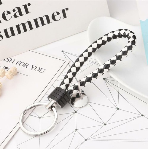 Leather Braided Rope Key Chain Strap Fob Ring Car Home Unisex Weave 22 colors - Picture 29 of 30