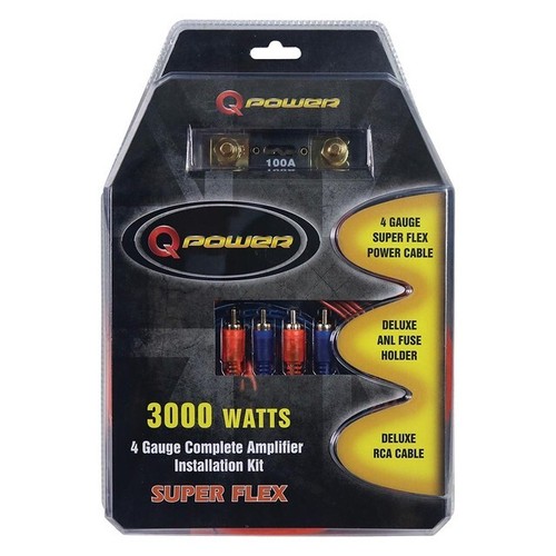 (2) QPower 4 Gauge Super Flex 3000W Complete Car Audio Amplifier Wiring Kits 4GA - Picture 2 of 2
