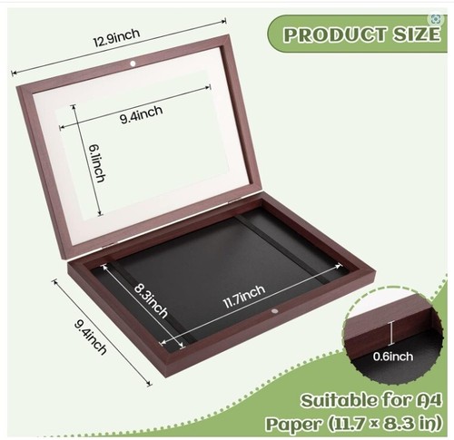 9x12 Kids Art Frame, Magnetic Front Opening Changeable Wood Frame - Picture 6 of 9