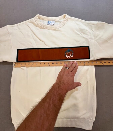 Vintage Dunbrooke Sweatshirt Adult Medium Beige Embroidered Pullover Long Sleeve - Picture 7 of 10