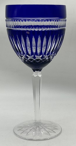 EXQUISITE WATERFORD CRYSTAL SERENITY SAPPHIRE COBALT BLUE CUT to CLEAR GOBLET - Picture 4 of 20