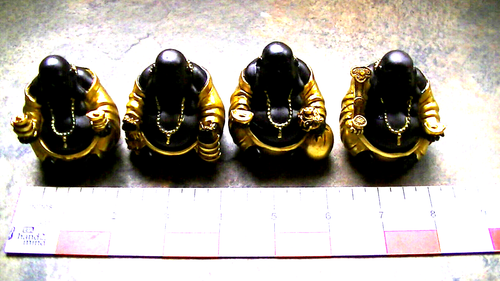 4 Happy BUDDHA Resin with Gold Paint each 2"x2" Fengshuiweb england - Picture 2 of 16