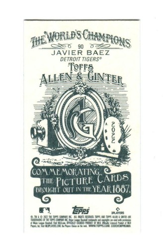 2022 Topps Allen and Ginter Mini A and G Back #90 Javier Baez - Picture 2 of 2