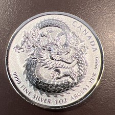 2019 1 oz Canadian Lucky Dragon High Relief Silver Coin (bu) 45.00 per troy oz