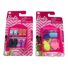 Barbie Doll Fashion Accessory Packs 4pr Shoes 4 Handbags with Racks Lot of 2 New