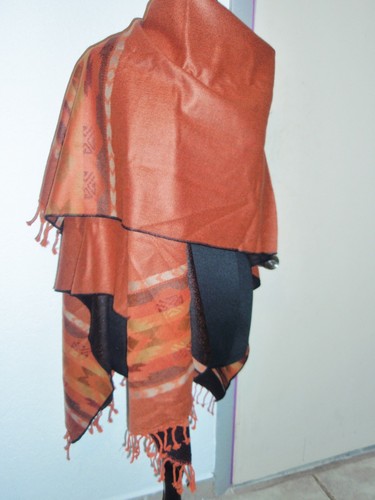 à tissée Rebozo Zarape la capuchon à poncho mexicaine Huipil Cape main réversible O0wfxTqn