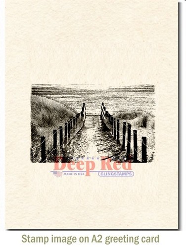 Deep Red Stamps Beach Walk Rubber Cling Stamp - Picture 3 of 3