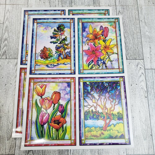 Lote de 14 decoraciones de ventanas para vitrales SuperClings plantas y paisajes - Imagen 2 de 13